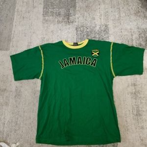 Jamaica Tshirt XL  Green Black Yellow Embroidered w/ Flag patch